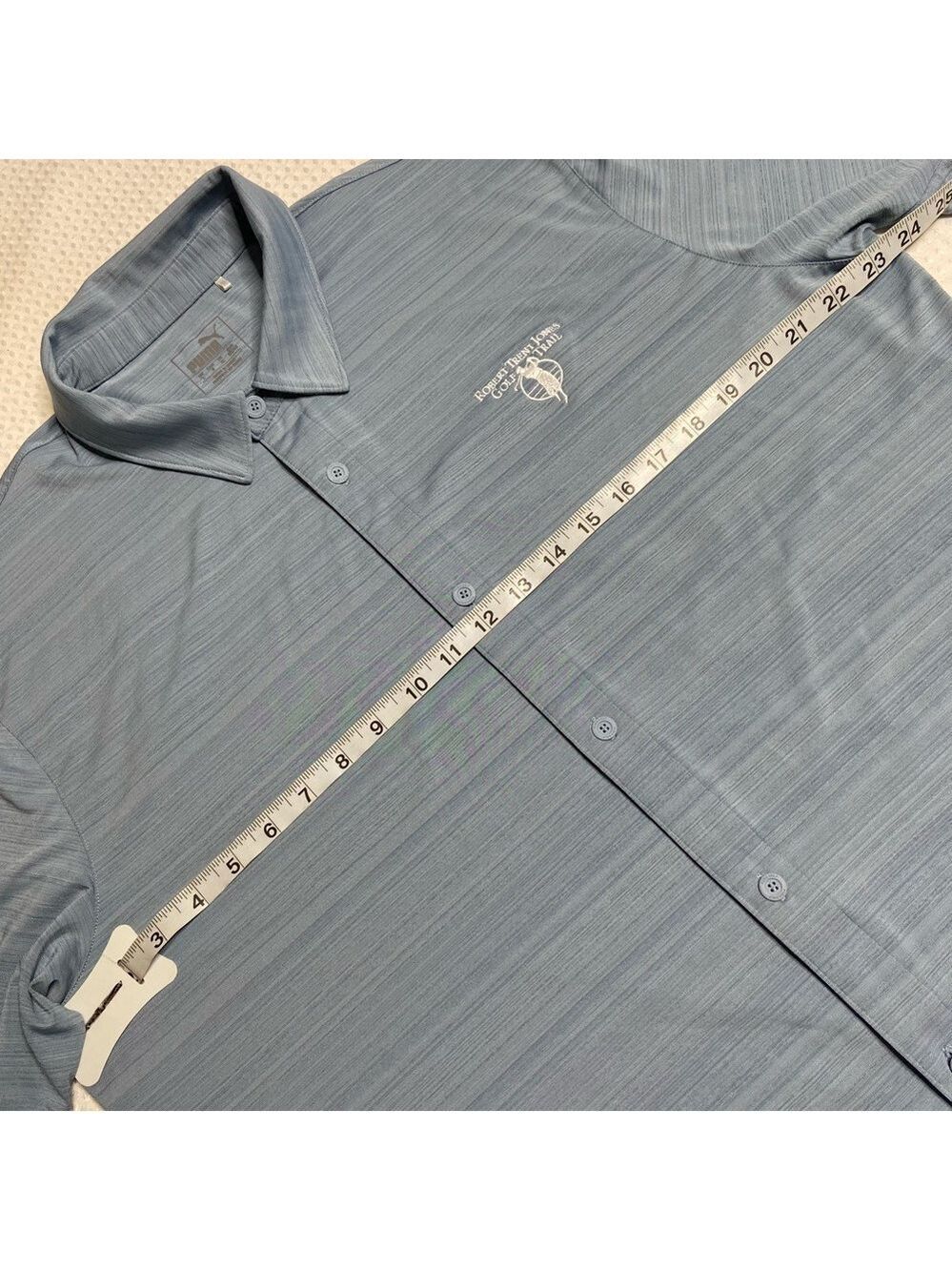 Puma Robert Trent Jones Golf Trail Sky Blue Button Front Shirt L - Picture 5 of 9